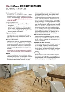 Sicherheitshinweise Alu Dünnbettheizmatte