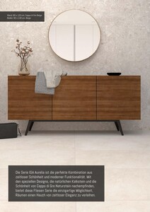 Gezeigt wird die Fliese Aurelia als Boden und Wandfliese in einem Flur.