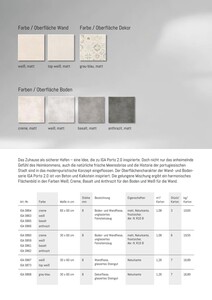 Die Serie in talebbarischer Aufbereitung. Farbe / Oberfläche Wand: weiß, matt top weiß, matt. Farbe / Oberfläche Dekor: grau-blau, matt. Farben / Oberfläche Boden: creme, matt weiß, matt basalt, matt anthrazit, matt. Formate je nach Fliese in 60x60cm und 30x60cm.