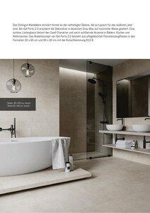 Anwednung im Bad: Das Steingut-Wanddekor erinnert formal an die vielfarbigen Dekore, die so typisch für das südliche Land
sind.