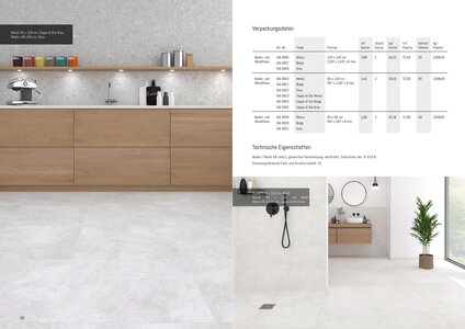 Verpackungsdaten Aurelia. Farben Weiss, Beige, Grau.