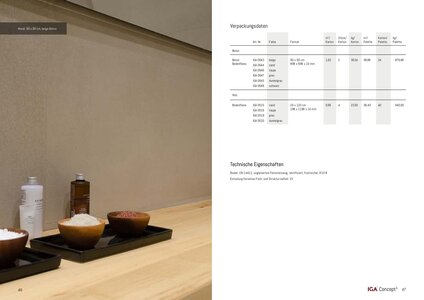 Verpackungsdaten Beton Bodenfliese und Holz Bodenfliese.